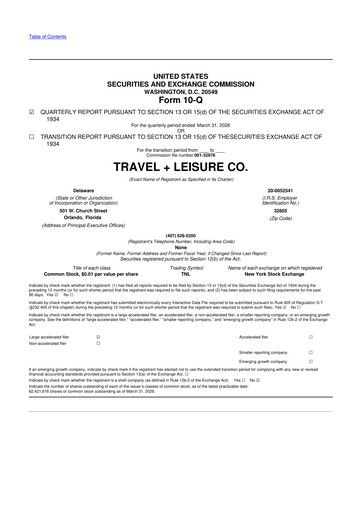 Miniature Travel + Leisure 10-Q Rapport trimestriel  