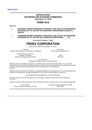 Thumbnail FedEx 10-Q Quarterly Report FY 