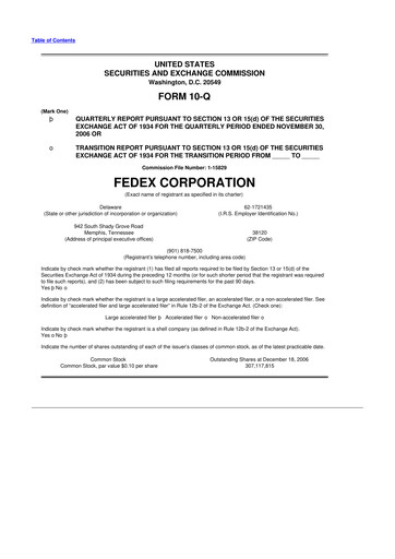 Thumbnail FedEx 10-Q Quarterly Report FY 