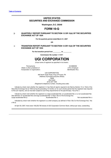 Thumbnail UGI Corporation
 10-Q Quarterly Report FY 