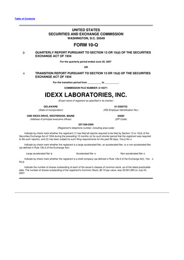 Vorschaubild IDEXX Laboratories 10-Q Quartalsbericht  