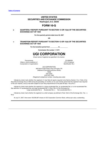 Thumbnail UGI Corporation
 10-Q Quarterly Report FY 