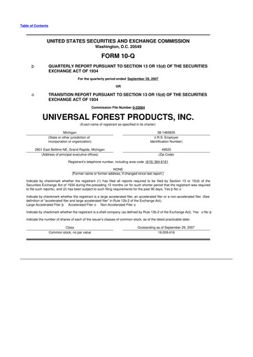 Thumbnail UFP Industries
 10-Q Quarterly Report FY 