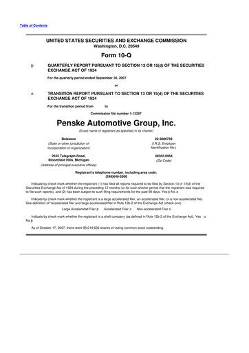 Thumbnail Penske Automotive Group 10-Q Quarterly Report FY 