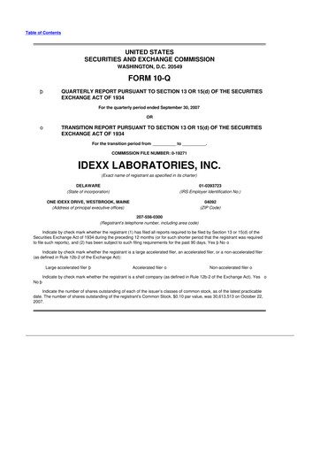 Thumbnail IDEXX Laboratories 10-Q Quarterly Report FY 