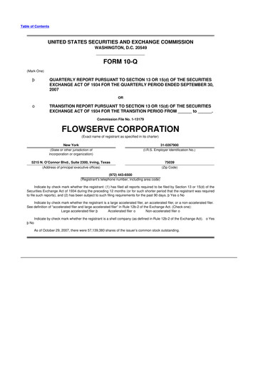 Thumbnail Flowserve
 10-Q Quarterly Report FY 