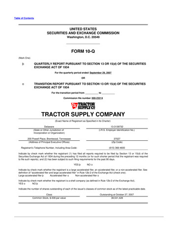 Thumbnail Tractor Supply 10-Q Quarterly Report FY 