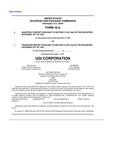 Thumbnail UGI Corporation
 10-Q Quarterly Report FY 