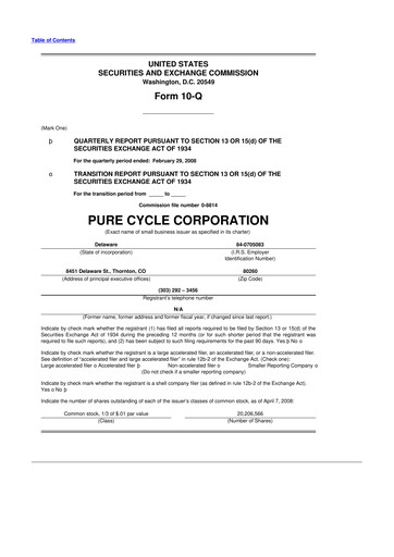 Thumbnail Pure Cycle (water) 10-Q Quarterly Report FY 