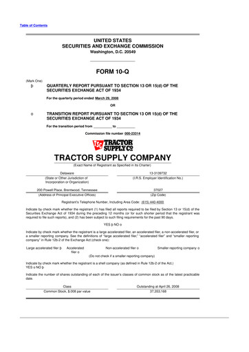 Thumbnail Tractor Supply 10-Q Quarterly Report FY 