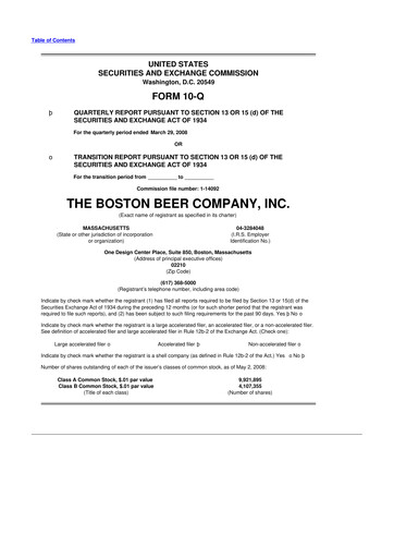 Vorschaubild Boston Beer Company 10-Q Quartalsbericht  