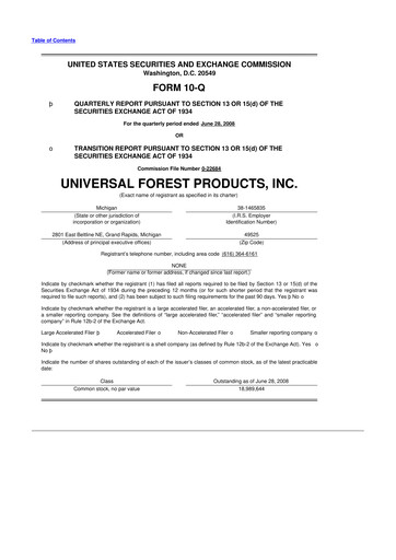 Thumbnail UFP Industries
 10-Q Quarterly Report FY 