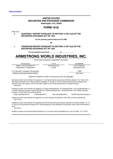 Thumbnail Armstrong World Industries
 10-Q Quarterly Report FY 