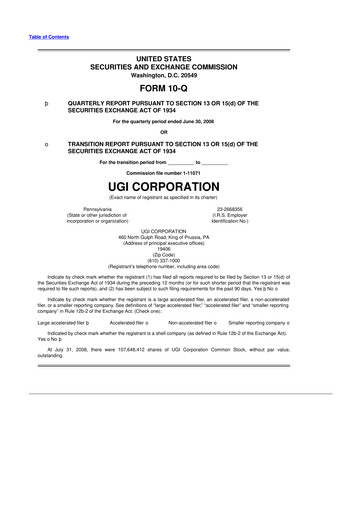 Thumbnail UGI Corporation
 10-Q Quarterly Report FY 