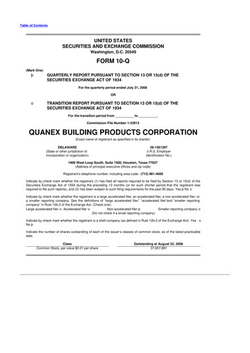 Miniature Quanex Building Products 10-Q Rapport trimestriel  