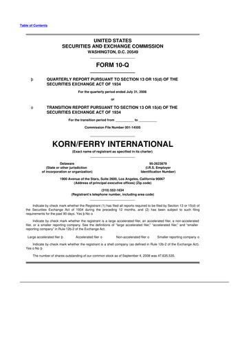 Miniature Korn Ferry
 10-Q Rapport trimestriel  