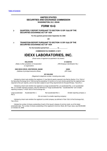 Thumbnail IDEXX Laboratories 10-Q Quarterly Report FY 