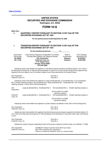 Thumbnail United Airlines Holdings
 10-Q Quarterly Report FY 