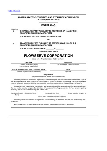Thumbnail Flowserve
 10-Q Quarterly Report FY 