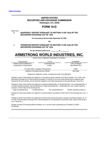 Thumbnail Armstrong World Industries
 10-Q Quarterly Report FY 