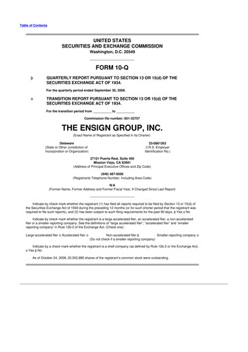 Thumbnail The Ensign Group 10-Q Quarterly Report FY 