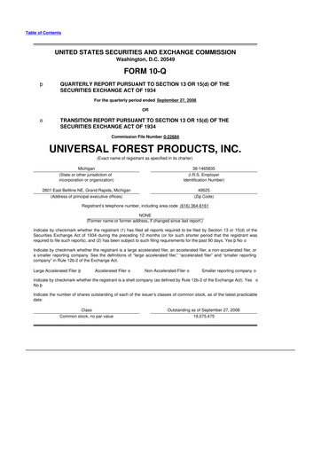 Thumbnail UFP Industries
 10-Q Quarterly Report FY 