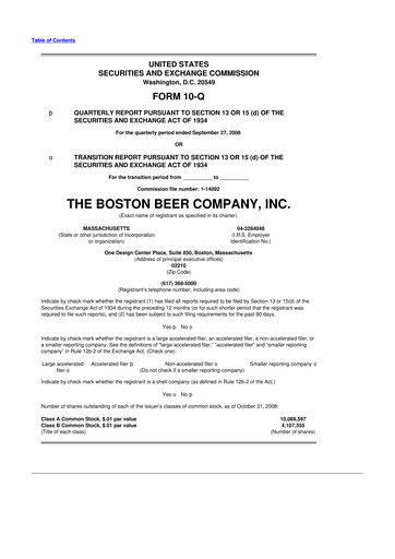 Vorschaubild Boston Beer Company 10-Q Quartalsbericht  