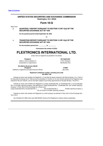 Thumbnail Flex 10-Q Quarterly Report FY 