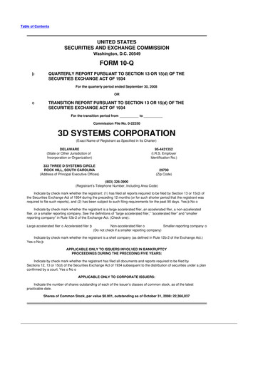 Vorschaubild 3D Systems 10-Q Quartalsbericht  