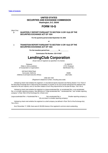 Thumbnail LendingClub
 10-Q Quarterly Report FY 