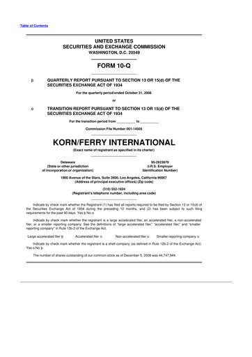 Miniature Korn Ferry
 10-Q Rapport trimestriel  