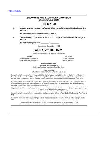 Thumbnail AutoZone 10-Q Quarterly Report FY 