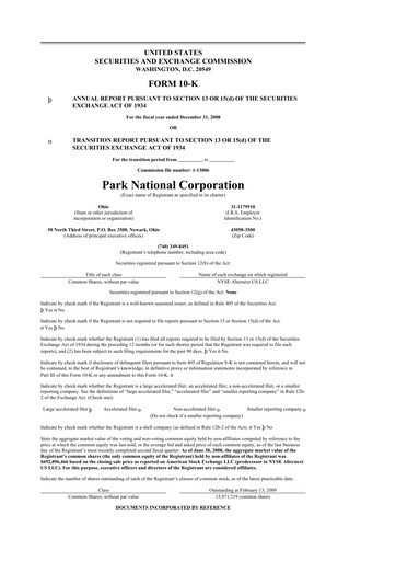 Thumbnail Park National Corp 10-K Annual Report 