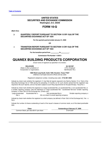 Miniature Quanex Building Products 10-Q Rapport trimestriel  