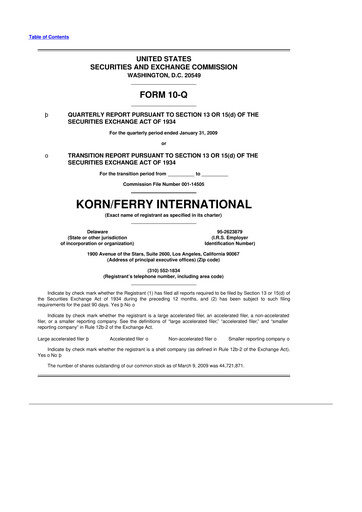 Miniature Korn Ferry
 10-Q Rapport trimestriel  