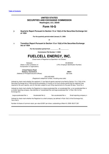Thumbnail FuelCell Energy
 10-Q Quarterly Report FY 
