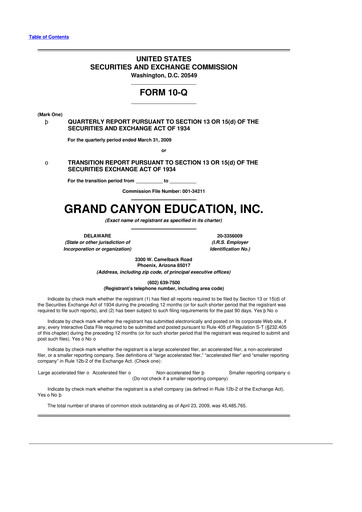 Thumbnail Grand Canyon Education 10-Q Quarterly Report FY 