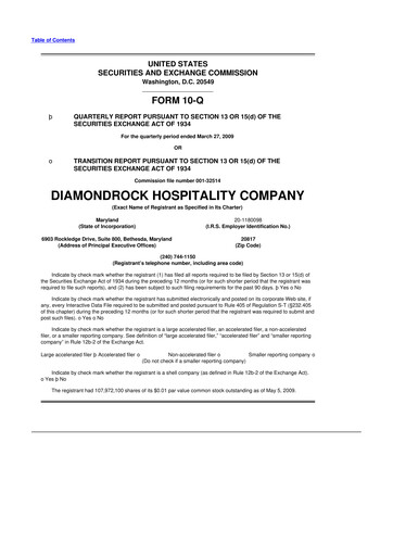 Thumbnail Diamondrock Hospitality Company 10-Q Quarterly Report FY 