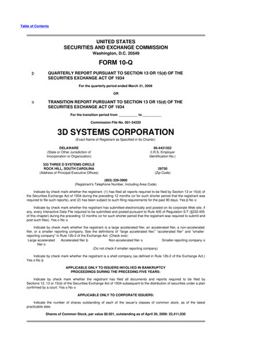 Vorschaubild 3D Systems 10-Q Quartalsbericht  