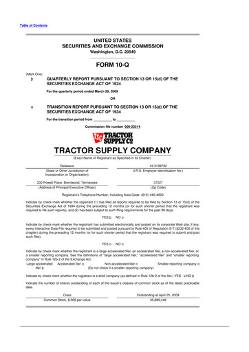 Thumbnail Tractor Supply 10-Q Quarterly Report FY 