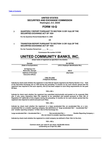 Thumbnail United Community Bank 10-Q Quarterly Report FY 
