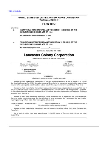 Thumbnail The Marzetti Company 10-Q Quarterly Report FY 