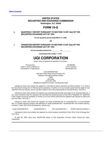 Thumbnail UGI Corporation
 10-Q Quarterly Report FY 