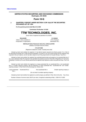 Thumbnail TTM Technologies
 10-Q Quarterly Report FY 