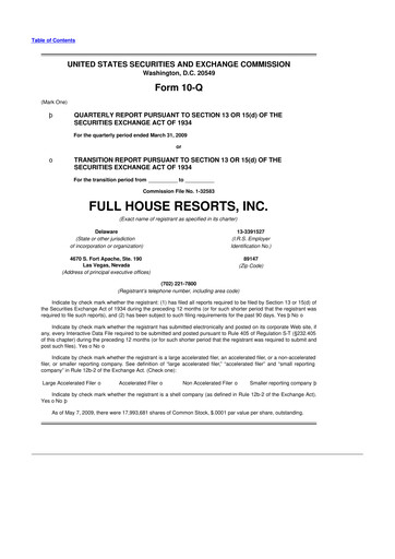 Vorschaubild Full House Resorts
 10-Q Quartalsbericht  