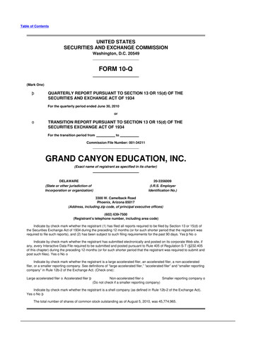 Thumbnail Grand Canyon Education 10-Q Quarterly Report FY 