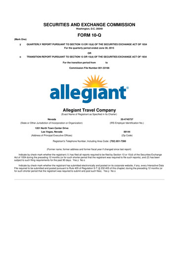 Thumbnail Allegiant Travel Company 10-Q Quarterly Report FY2015 