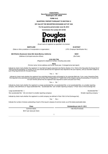 Thumbnail Douglas Emmett 10-Q Quarterly Report FY 