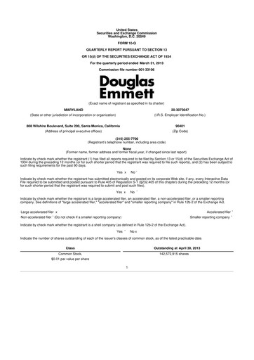 Thumbnail Douglas Emmett 10-Q Quarterly Report FY 