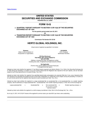 Miniature Herc Holdings
 10-Q Rapport trimestriel 2013 